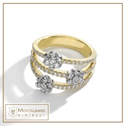 Anello fiorellini brillanti 3 fili